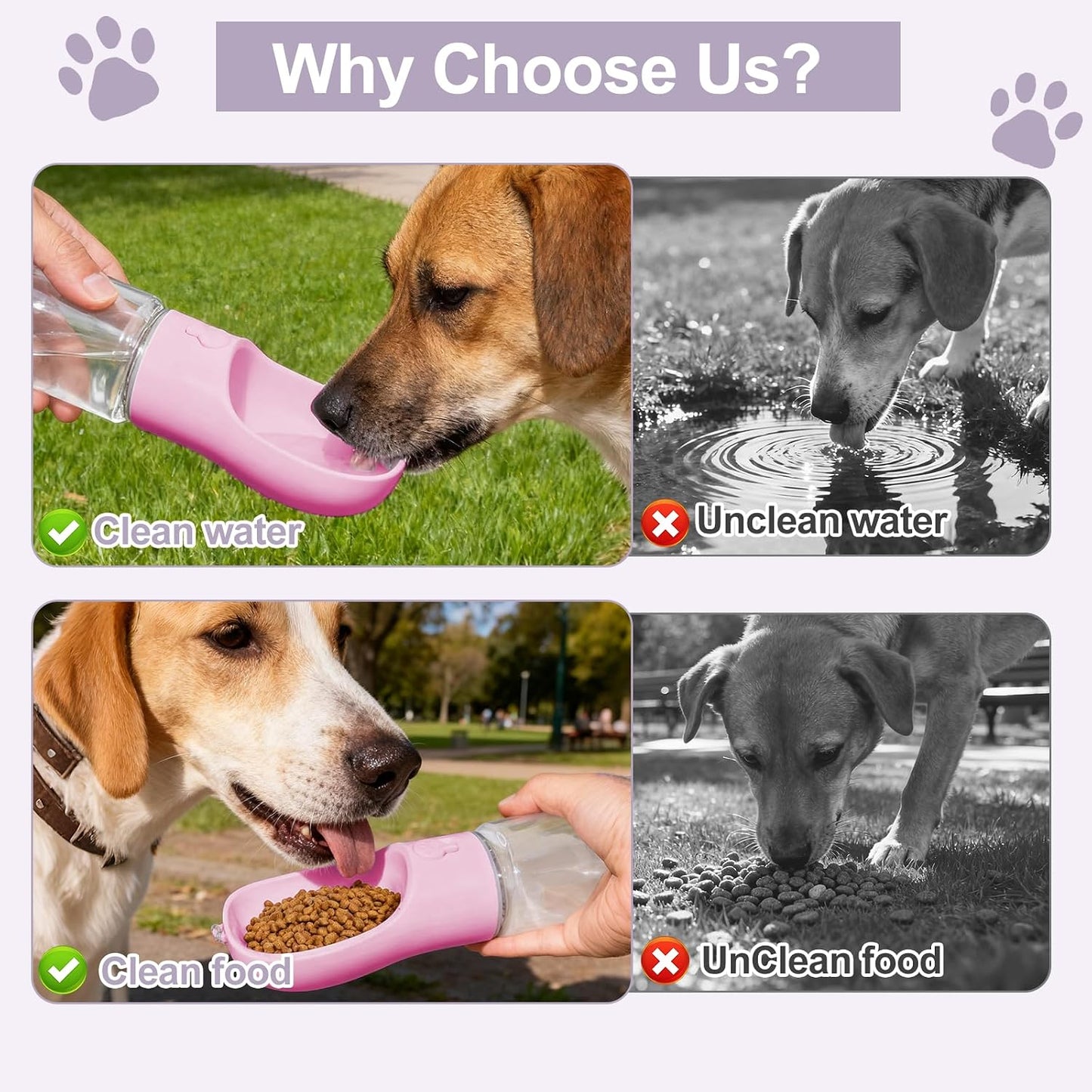 Liphier BPA free food grade pet feeding travel cup pink color
