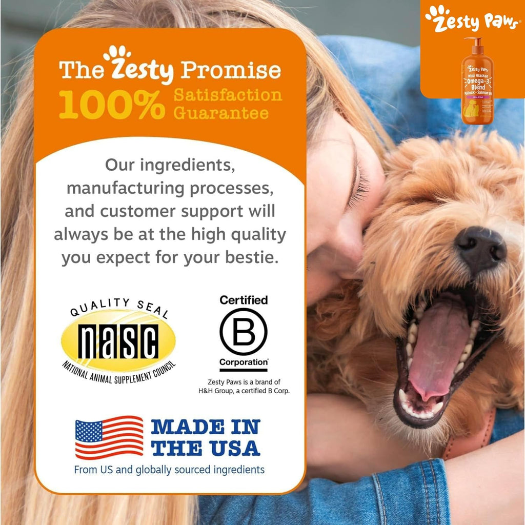 Zesty Paws Wild Alaskan Omega-3 Blend Pollock & Salmon Oil for Dogs 8.5oz + Solid Gold Beef Dog Bone Broth 8oz/6ct - Skin, Coat & Joint Supplement for Dogs - Dog Supplies Bundle for Picky Eaters - Image 9
