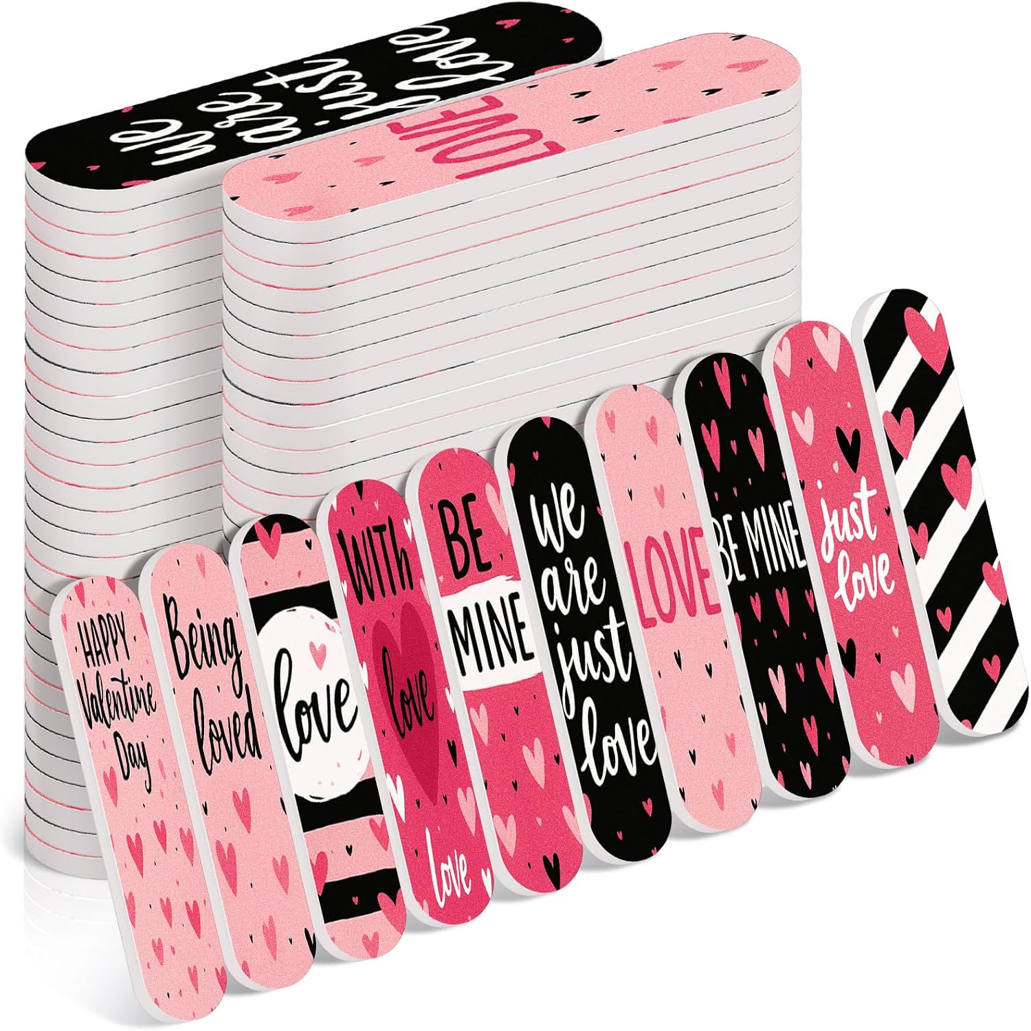 Lanties 50 pieces heart nail files front view