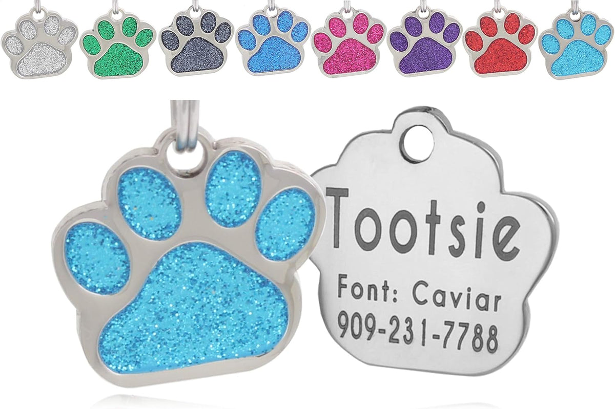 Io Tags lightweight glitter paw collar charm for puppy and kitten identification