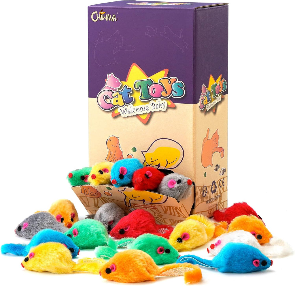 Chiwava cat toy mice assorted colors display box