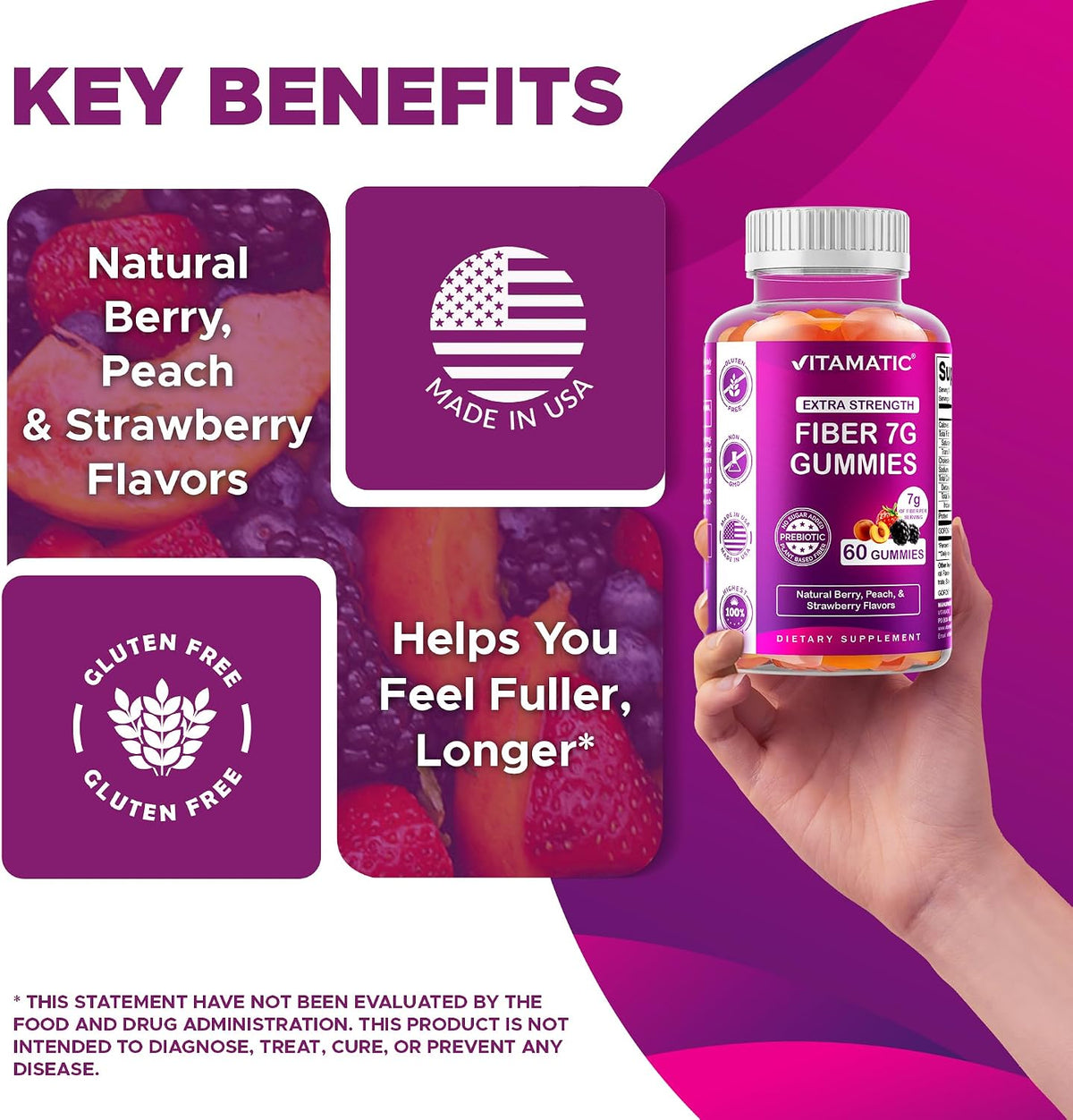 Vitamatic prebiotic fiber supplement bottle lifestyle shot