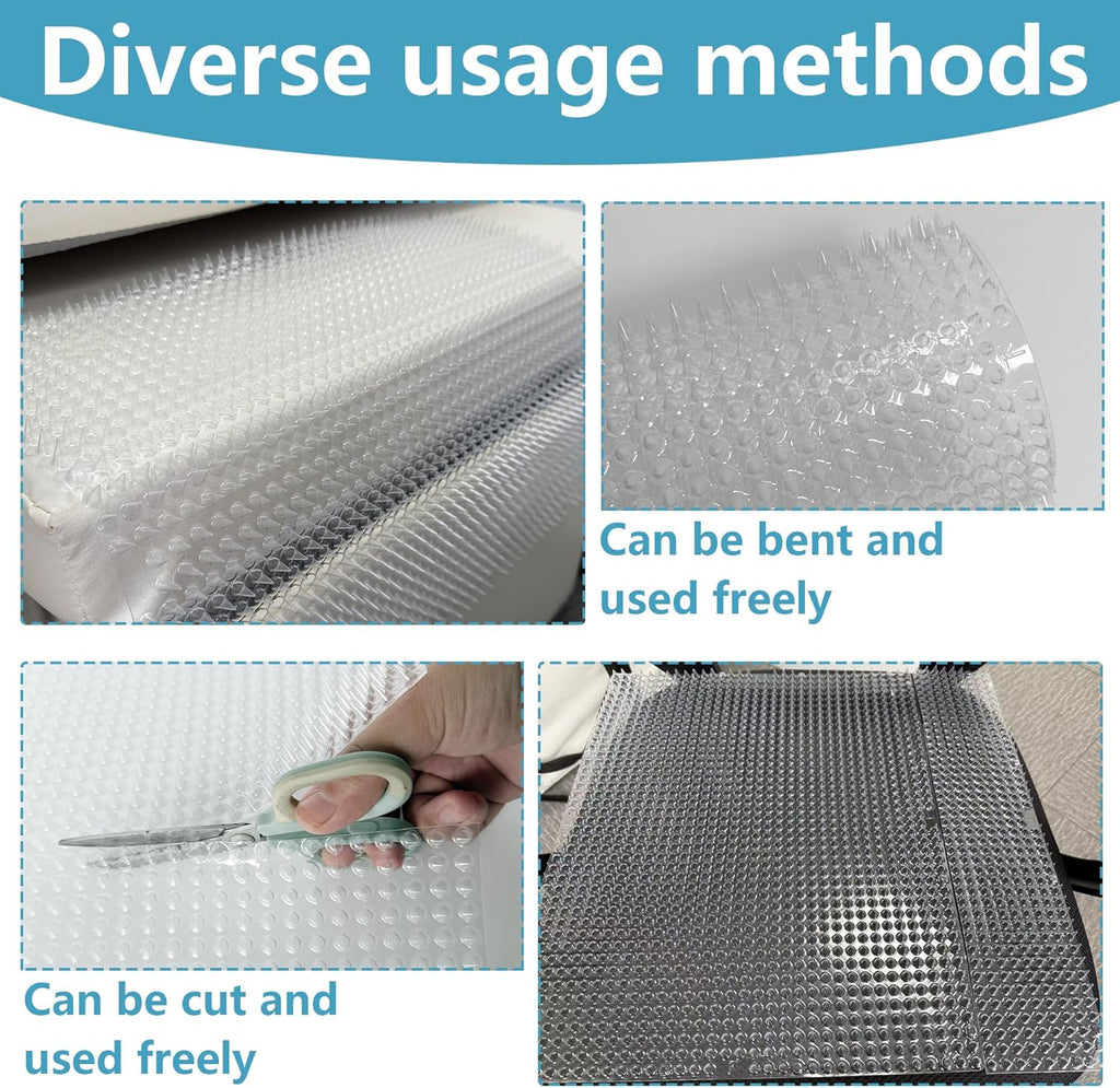 Transparent cat spike mat for yard protection