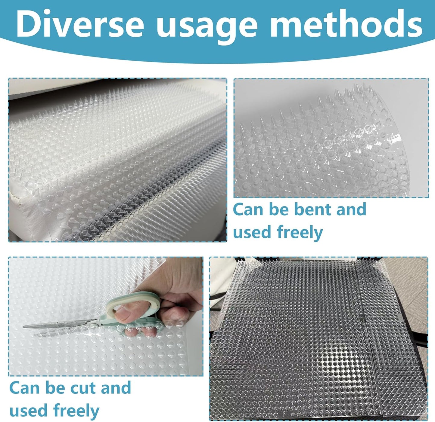 Transparent cat spike mat for yard protection