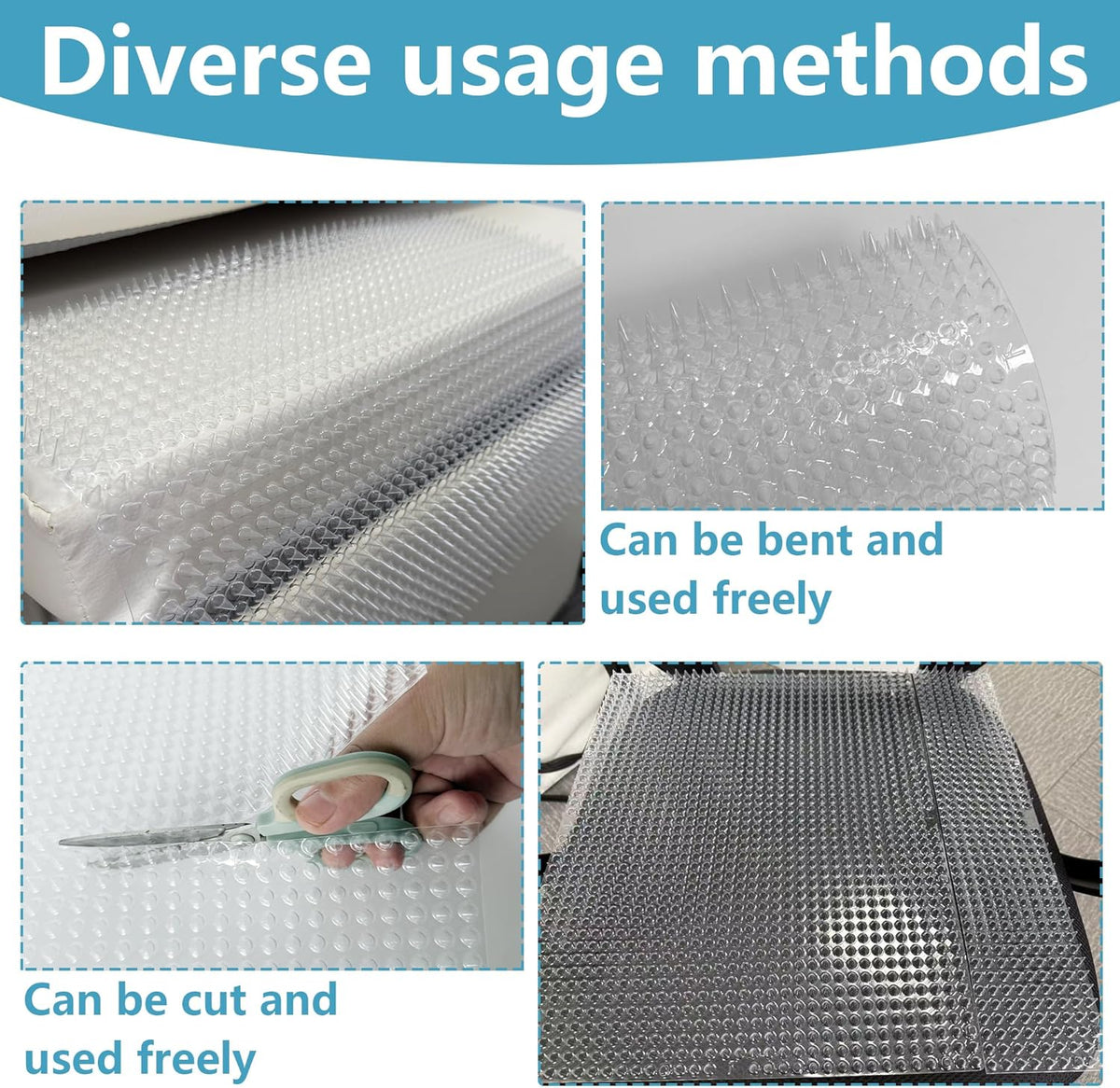 Transparent cat spike mat for yard protection