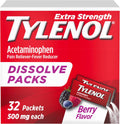 Tylenol Extra Strength Dissolve Powder Packs, 500 mg Acetaminophen Pain Reliever & Fever Reducer Medicine, Fast Relief for Minor Aches & Pains, Ibuprofen- & Aspirin-Free, On-the-Go Berry Flavor, 32 Ct - Image 1