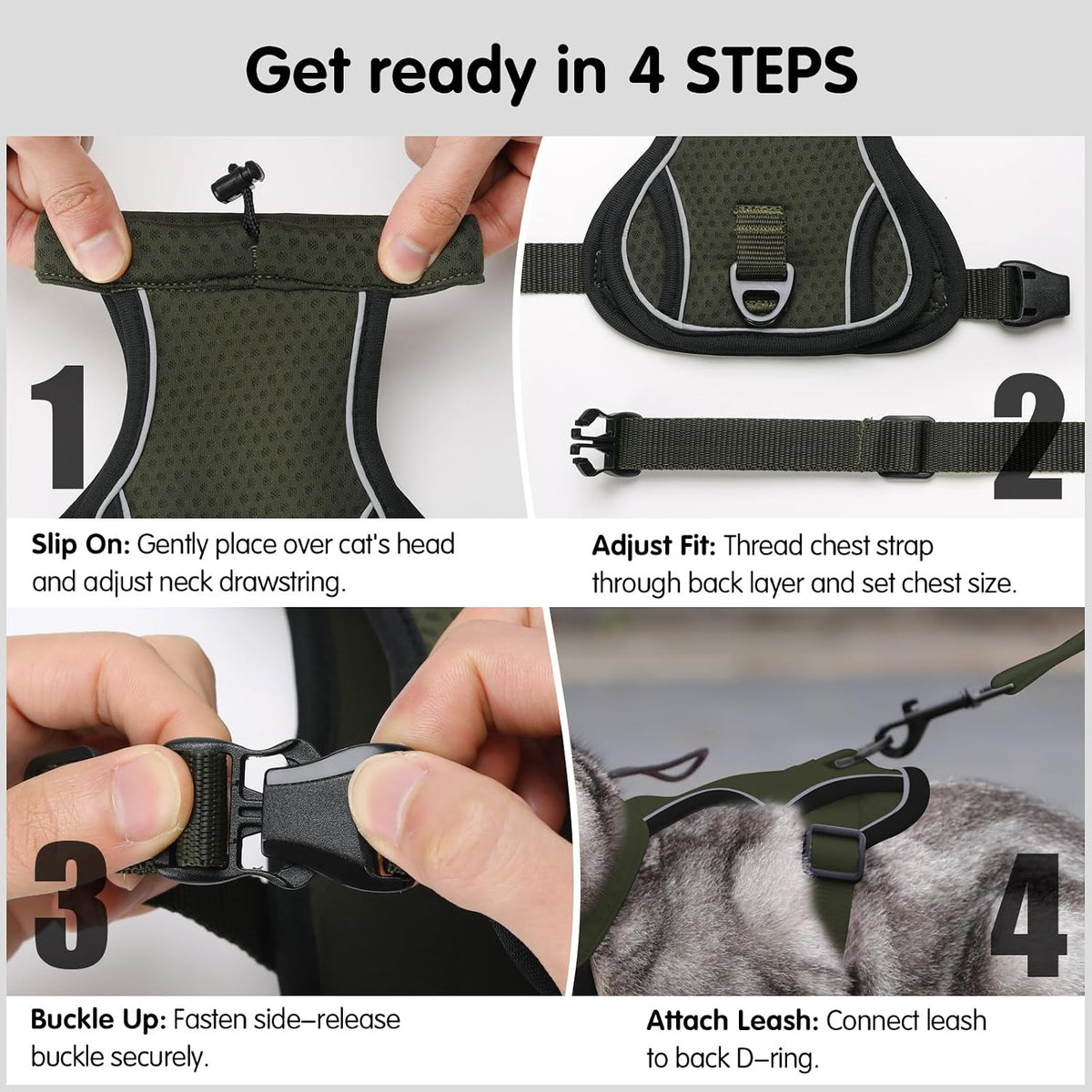 LIANZIMAU lightweight cat harness in use during an evening stroll