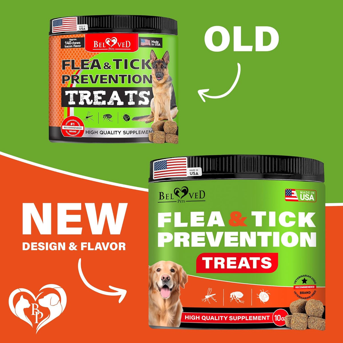 Beloved Pets natural dog pest defense chewables back label showing directions and ingredients