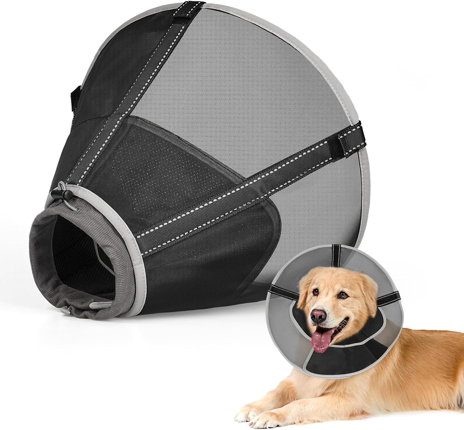 Breathable Mesh Dog Cone Collar for Surgery, Soft Elizabethan Recovery Alternative to Stop Licking,Pet Neck Collar for Large Medium Small Breeds, L - Image 9