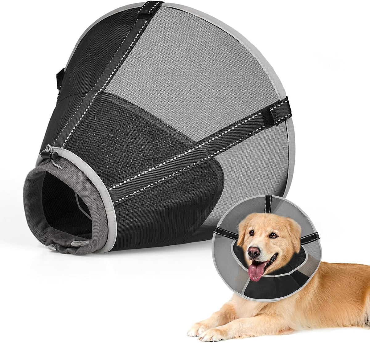 Breathable Mesh Dog Cone Collar for Surgery, Soft Elizabethan Recovery Alternative to Stop Licking,Pet Neck Collar for Large Medium Small Breeds, L - Image 9