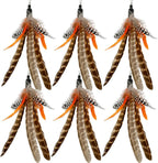 TIENAILING Cat Feather Toys Refills front view pack of six natural replacement feathers