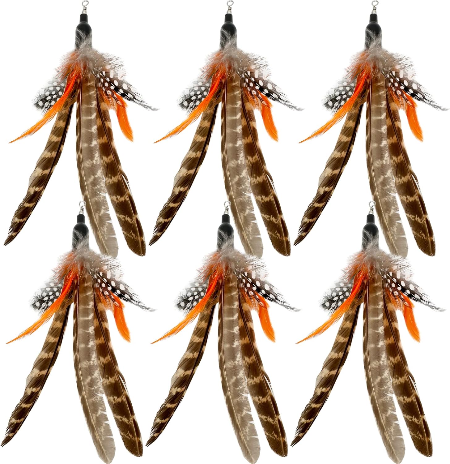 TIENAILING Cat Feather Toys Refills front view pack of six natural replacement feathers