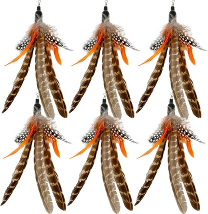 TIENAILING Cat Feather Toys Refills front view pack of six natural replacement feathers