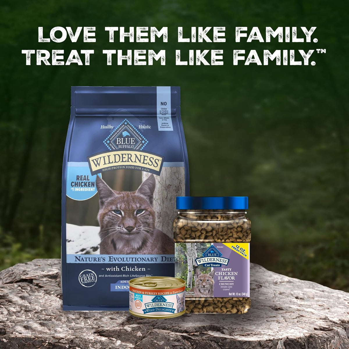 Blue Buffalo Wilderness chicken recipe cat treats top lid view