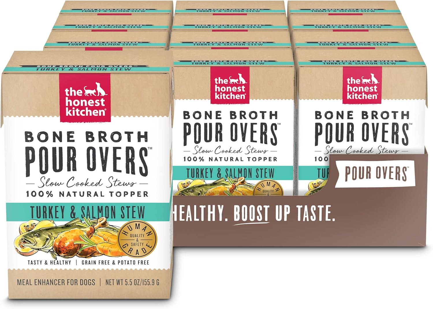 The Honest Kitchen Human Grade Bone Broth POUR OVERS Wet Toppers for Dogs (12 Pack), 5.5 oz - Beef Stew - Image 11