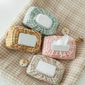 Tisu baby wipes cover in beige gingham front view