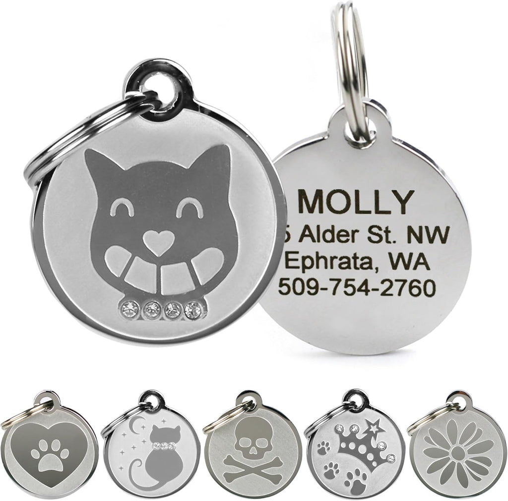 GoTags Stainless Steel Cat ID Tags, Available in Mouse and Cat Shapes, Includes up to 4 Lines of Custom Engraved Personalized Text - Image 10
