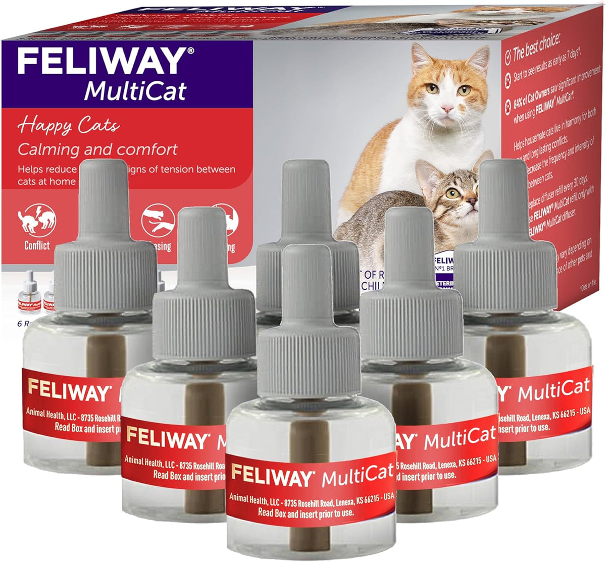 FELIWAY MultiCat Cat Calming Diffuser Refill (1 Pack, 30 Day Supply ) - Helps Reduce Fighting, Tension & Aggression Between Cats - Cat Pheromone Diffuser Refill for MultiCat Homes - Image 10