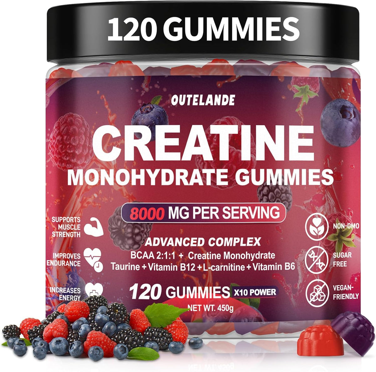 Hofnie creatine monohydrate gummies front view bottle