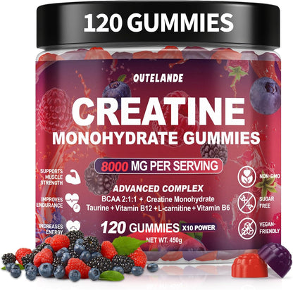 Hofnie Creatine Monohydrate Gummies 120 Count bottle front view