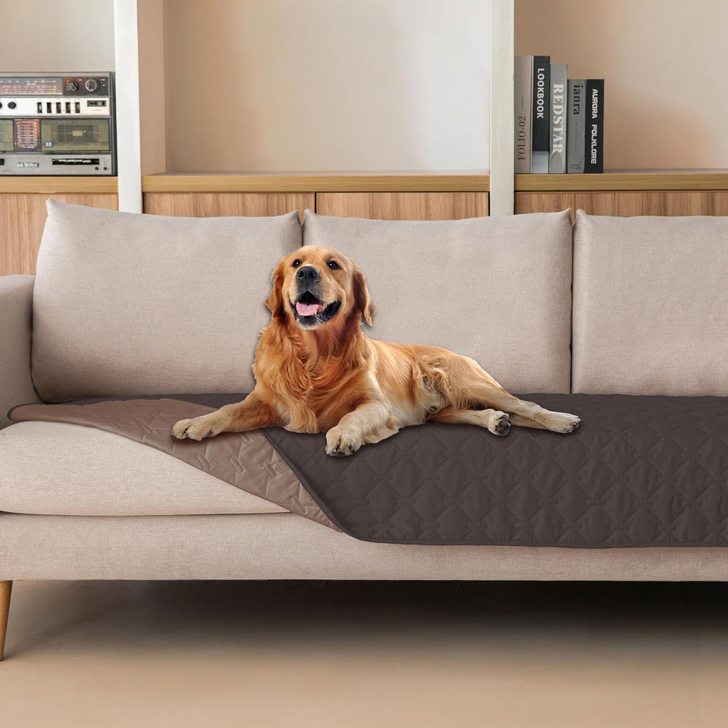 gogobunny 3X Stronger Waterproof Pet Blanket, Scratch Proof Furniture Protector for Dogs Cats, Reversible Cover 52x82 Inch, Dark Beige - Image 13