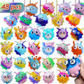 Supovil 48 Pack Pop Fidget Toys Bulk 3D Stress Ball Toy front view showing colorful animal designs.