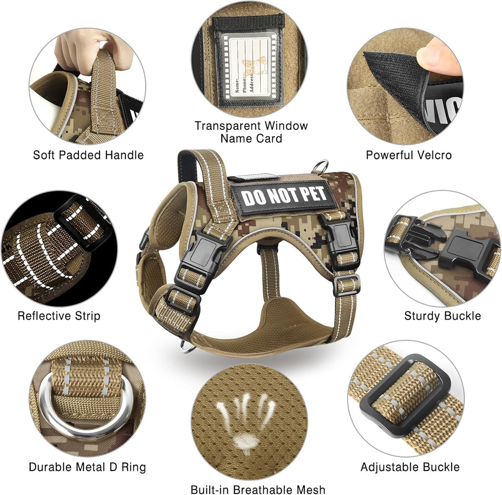 Adjustable heavy duty dog walking vest with transparent identification name card window