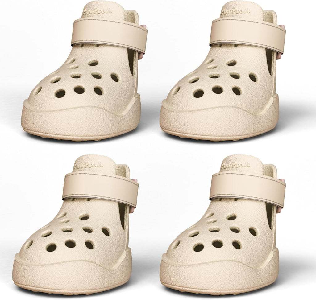 PawPosh dog shoes beige front view for paw protection