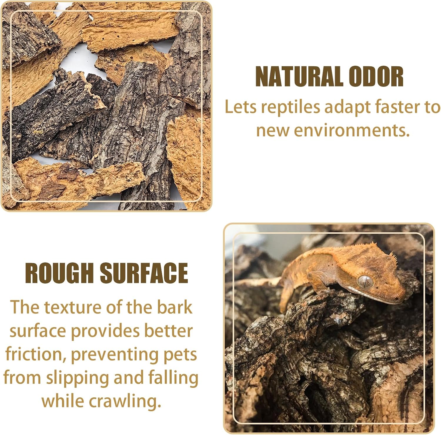 Natural flat cork wood pieces terrarium substrate close up