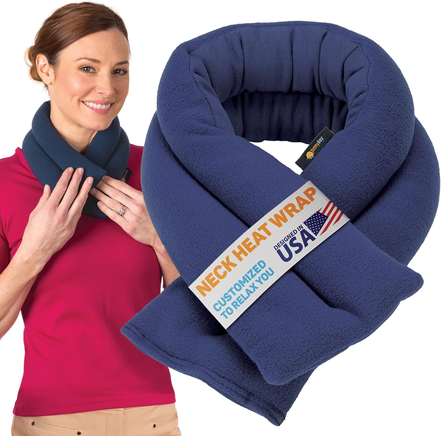 SunnyBay microwavable neck and shoulder heating pad in navy blue front view