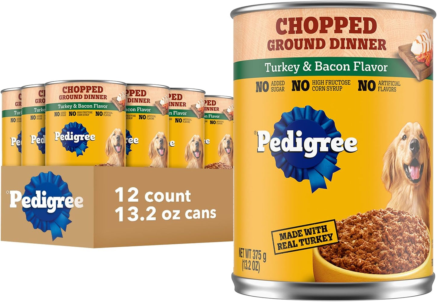 Pedigree Chopped Ground Dinner Adult Soft Wet Dog Food Chicken & Rice Dinner, Canned Dog Food, 13.2 oz. Cans, 12 Count - Image 15