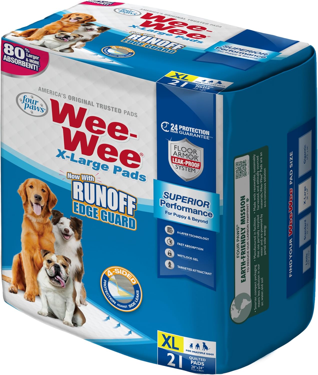 Four Paws Wee-Wee Superior Performance Unscented Extra-Large Pee Pads for Dogs & Puppies, Quilted Leak-Proof Dog Housebreaking Potty Training Floor Protection, 28" x 34", 40 Count - Image 11