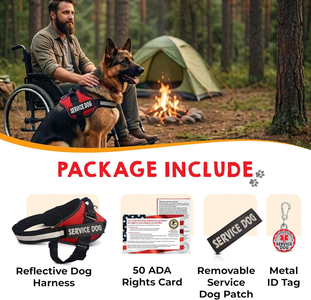 Pelto premium service dog identification kit components laid out on a clean background.
