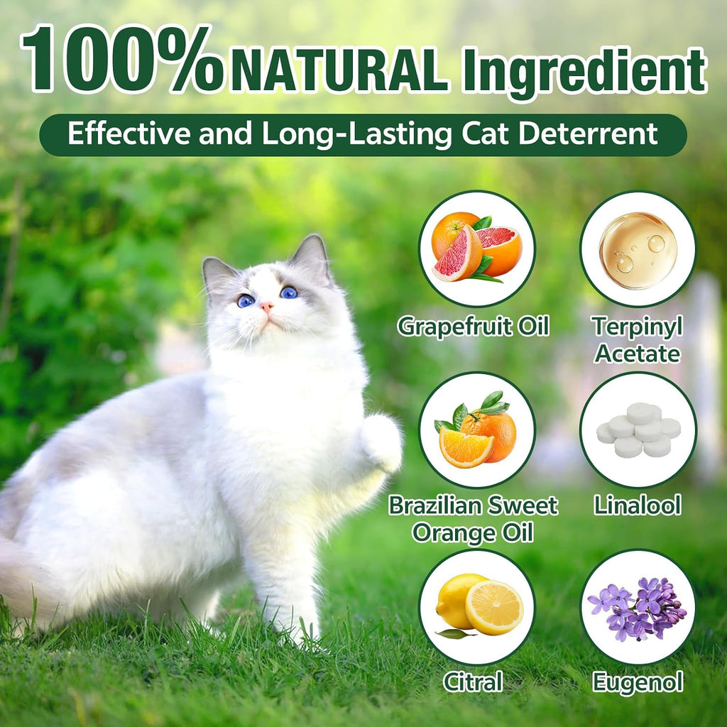 Humane plant formula cat repellent balls by Telunsu showing individual product dimensions