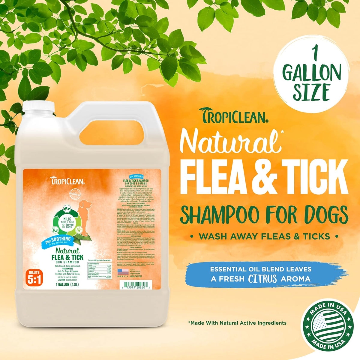 TropiClean plant powered flea and tick pet wash concentrated formula back label details