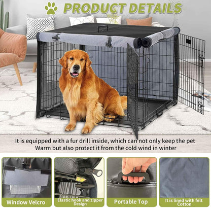 Black forty eight inch wire dog crate protector showing toggle locks
