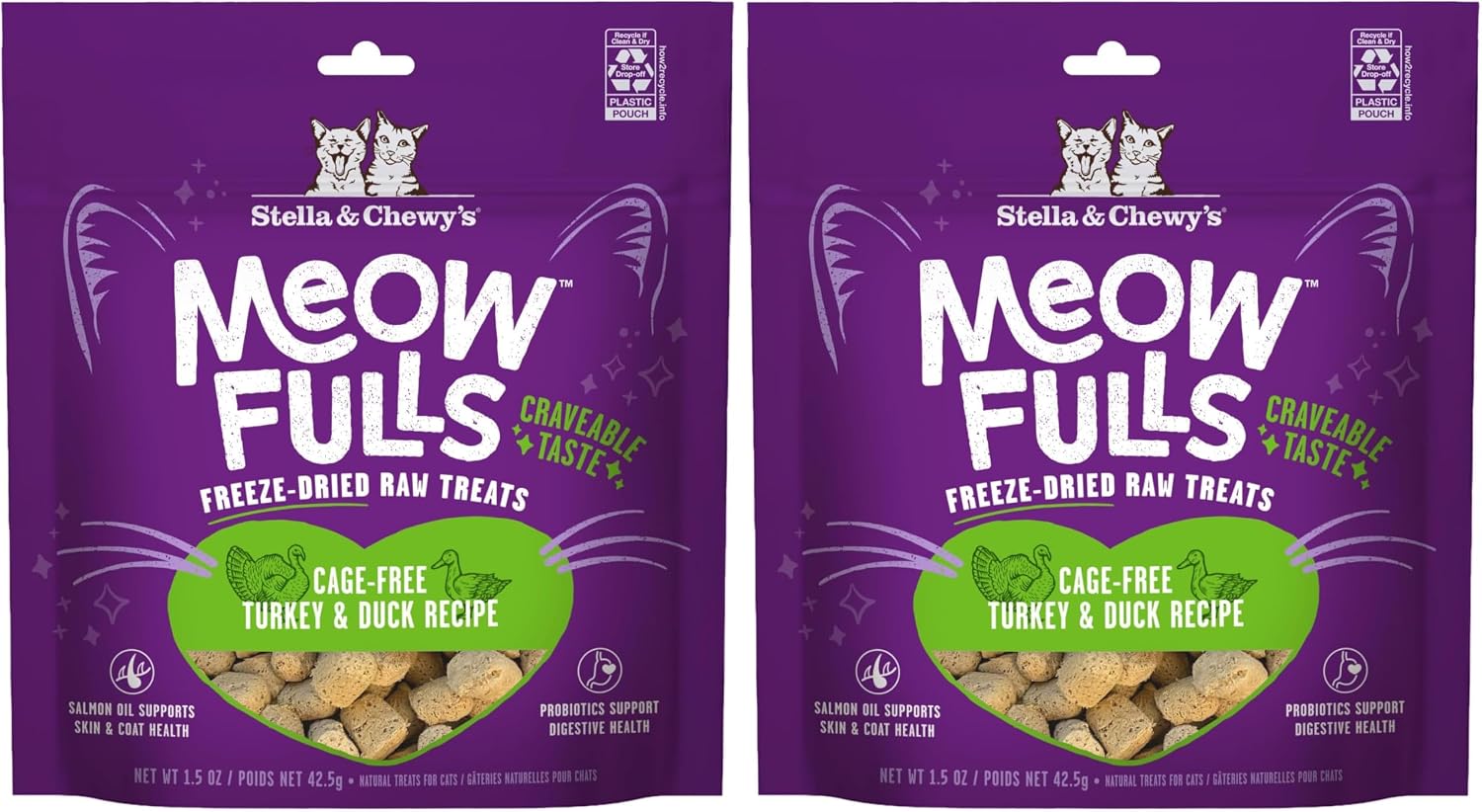 Stella & Chewy's Meowfulls Freeze Dried Cat Treats - Chicken & Chicken Liver Recipe - Raw Protein with Probiotics & Salmon Oil - 1 Calorie Per Treat - 1.5 oz - Image 10