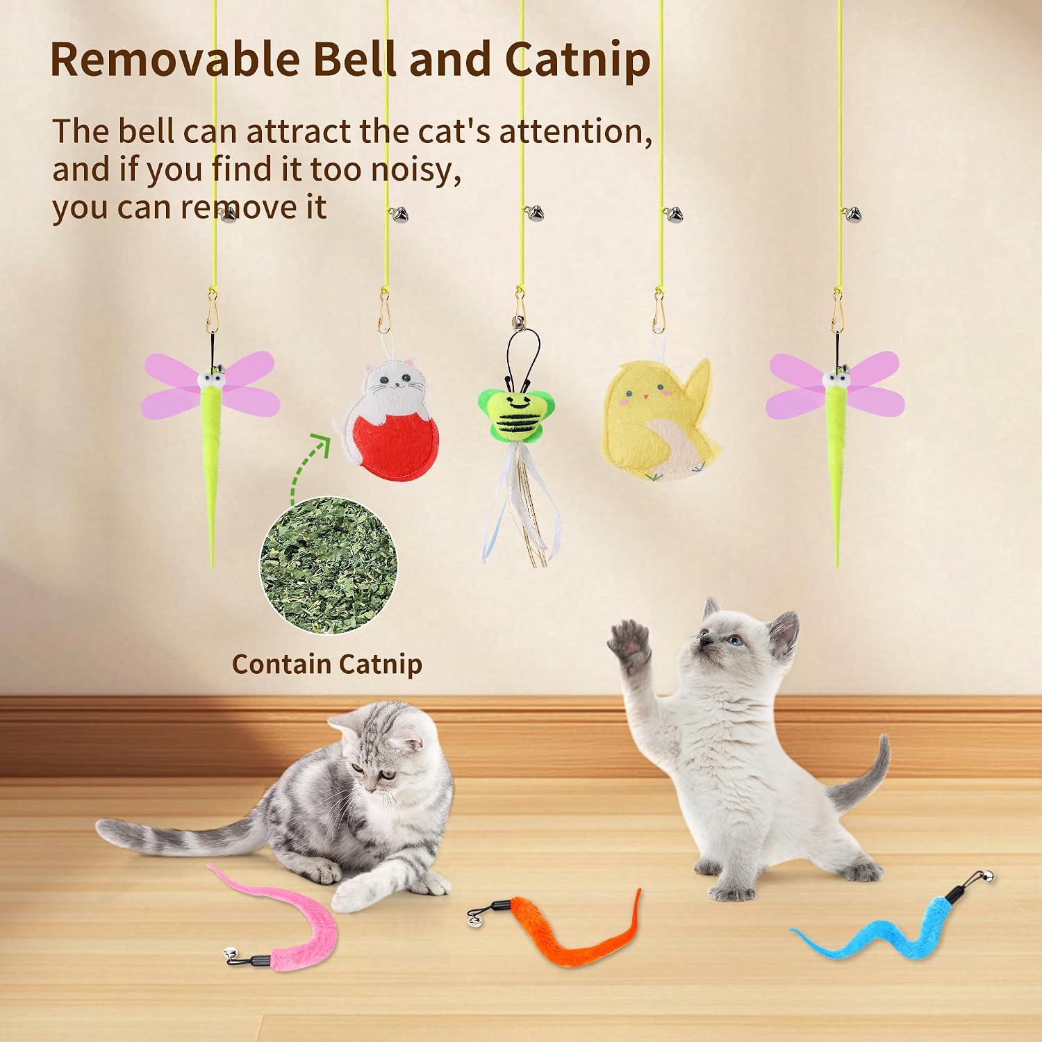 Janbenty interactive cat toys door hanging string setup with suction cup