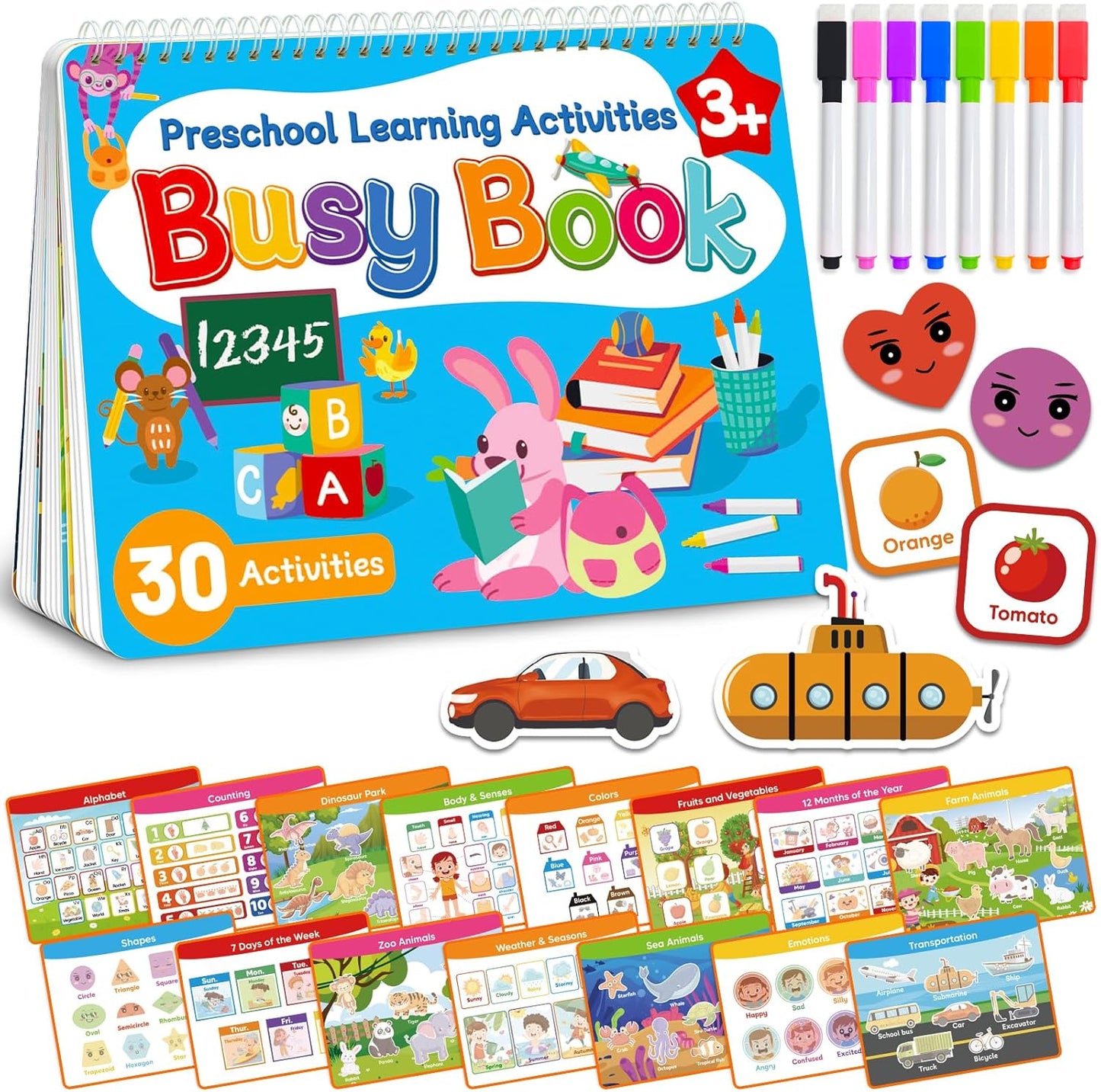 Walenced busy book for toddlers front view of the preschool learning activity binder