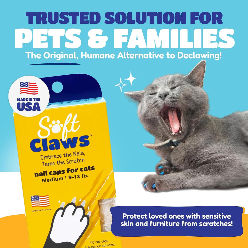 Soft Claws Nail Caps for Medium Cats, 40 Caps, Clear - Image 2