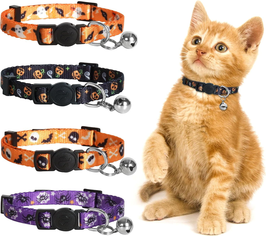 4 Pack Kitten Collars, Breakaway Kitten Collar with Bell, Floral - Image 11