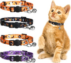 4 Pack Kitten Collars, Breakaway Kitten Collar with Bell, Floral - Image 11