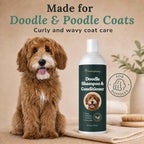 Freshly Bailey curly and wavy coat dog shampoo bottle packaging back view showing directions