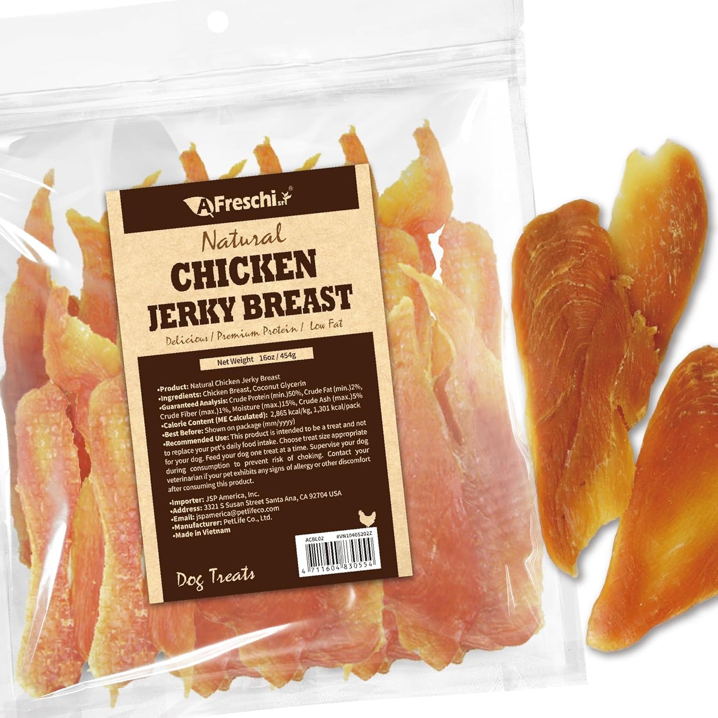 A Freschi Srl chicken jerky dog treats front view