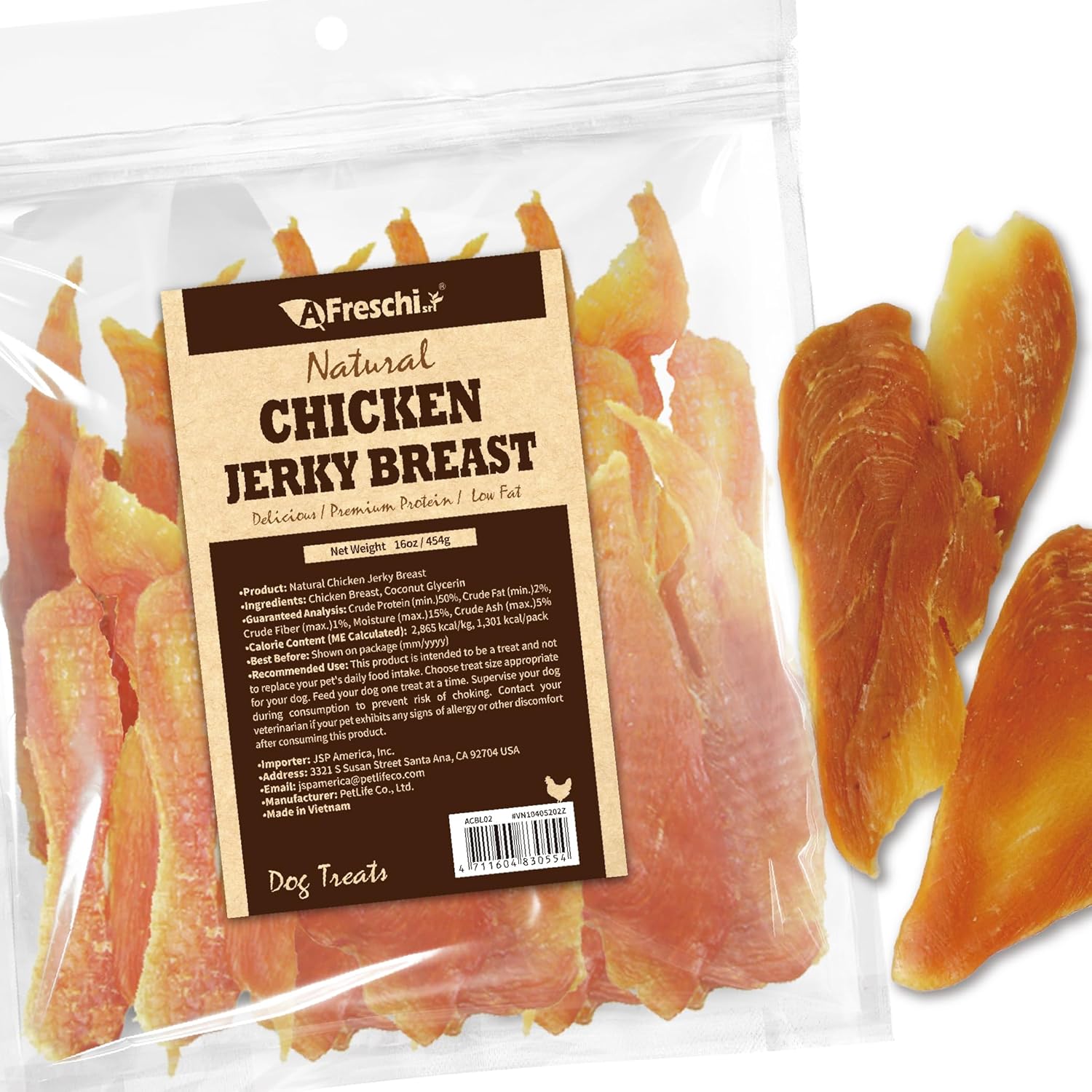 A Freschi Srl chicken jerky dog treats front view