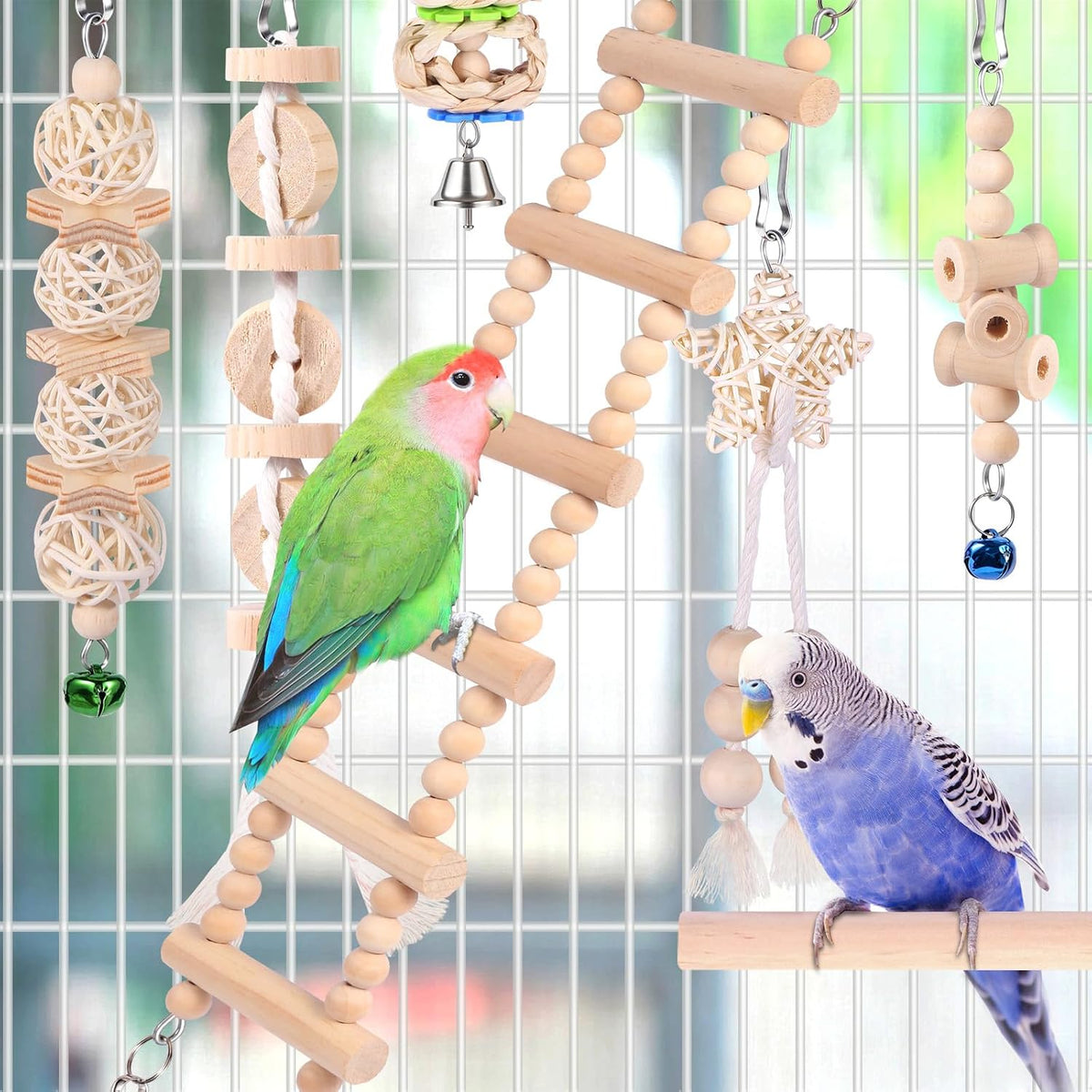 Uyoupet swinging wood bird hammock for parrots