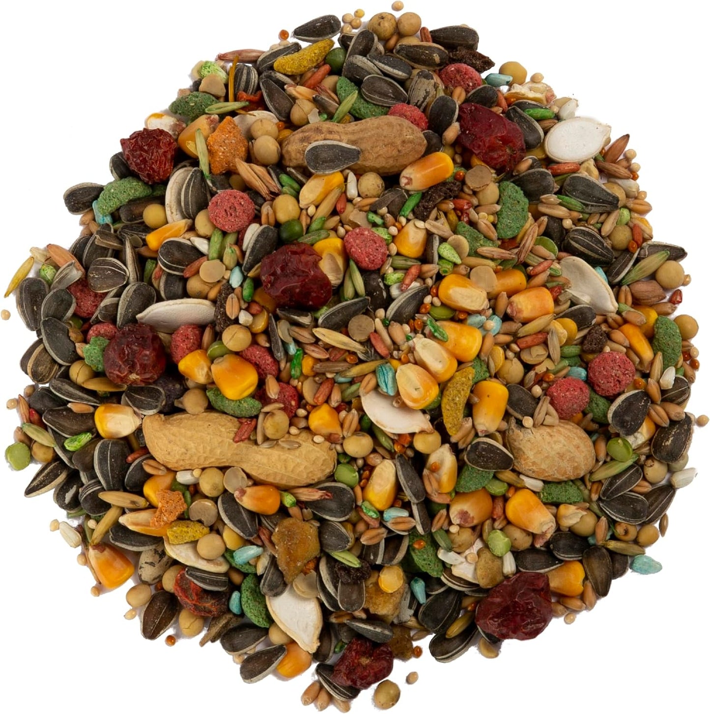 Close up of parrot food texture and seed variety