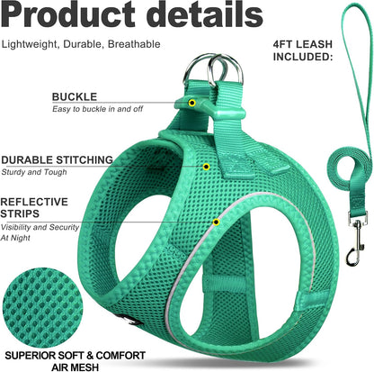 Fida lightweight breathable mesh kitten harness step in design back view
