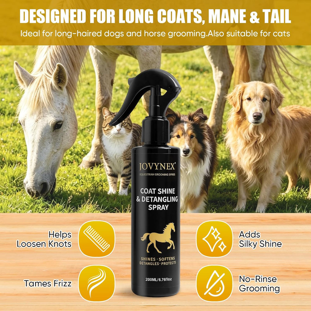 Jovynex leave in conditioner spray for horses showing nozzle details