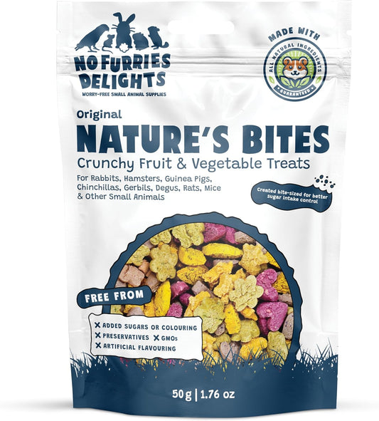 No Furries Delights Natures Bites Variety Pack front view showing natural small pet treats package